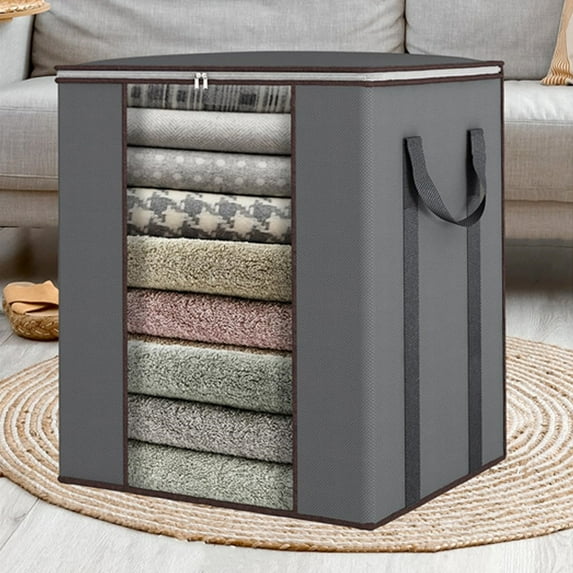 Naxoaeo Comforter Storage Bag - Folding Organizer bag for King/Queen Comforters, Pillows, Blankets, Bedding/Quilt, Blanket, Duvet, Mothproof Space Saver; Large Collapsible Organizers