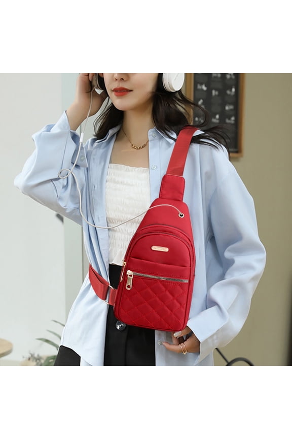 Naxoaeo Crossbody Sling Bag for Women Men, Nylon Small Sling Backpack Chest Bag Cross Body Bag Hiking Travel Outdoor USB Charger Port