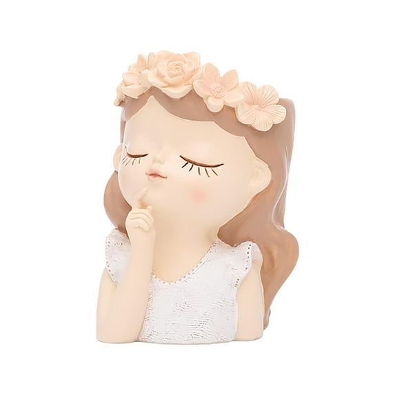 Naxoaeo Cute Succulent Plant Pot with Drainage Hole large girl face planter pot big Resin lady head planter tall flower vases and Outdoor plants fairy garden gift for female plants lover
