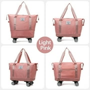 Naxoaeo Foldable Travel Bag Expandable,Rolling Duffle Bag with Wheels,Weekender Travel Bag with Detachable Rolling Wheels for Women and Men,Travel Tote Duffel Bag,Suit Weekend