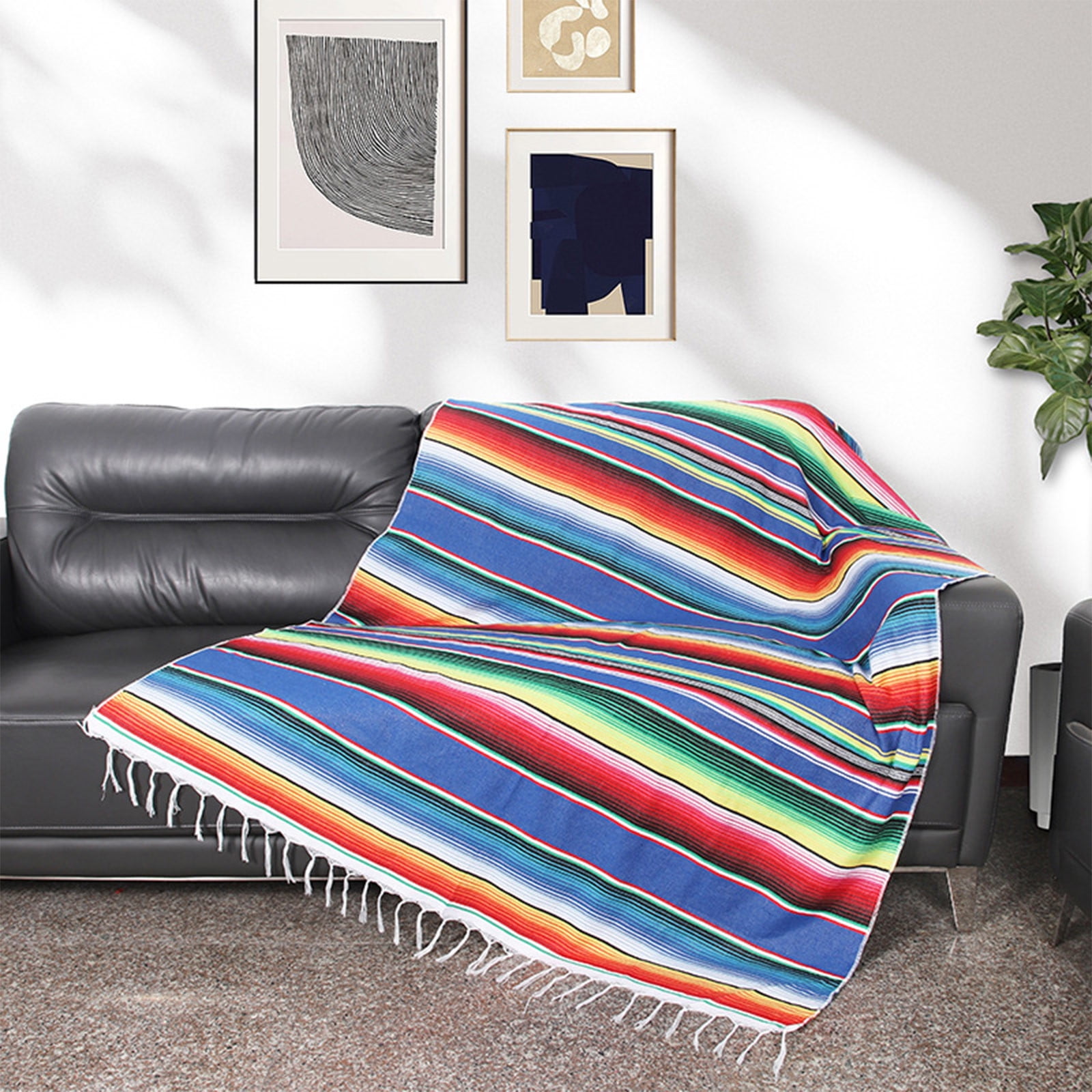 Authentic Mexican Falsa Yoga Blanket, Hand Woven, 72 X 48 Inches, Traditional Mexican Culture, Message For Model/Color-1313821
