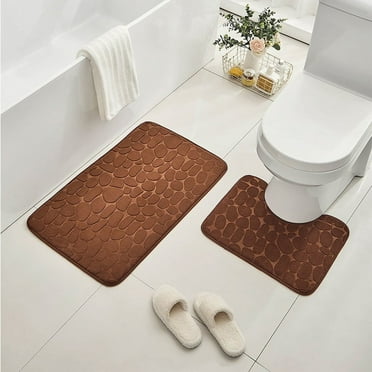 Naxoaeo Memory Foam 2 Pieces Bath Rugs Set - Soft Non-Slip Thick Bath Mat and Contour Toilet Rug, Absorbent Washable Bathroom Rugs and Mats Set