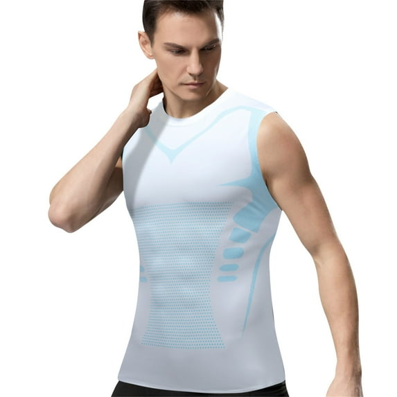 Naxoaeo Mens Compression Shirt Slimming Undershirt Body Shaper Vest Workout Tank Tops Shapewear Abs Abdomen