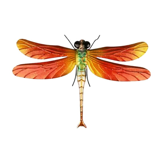 Naxoaeo Metal Dragonfly Wall Decor Glass Outdoor Garden Fence Art, Iron Sculpture Hanging Decoration for Home, Living Room, Bedroom, Yard, Patio, Porch