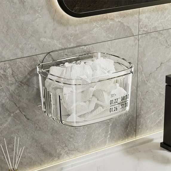 Naxoaeo Clearance Plastic Wall Mount Organizer, Adhesive Clear Cabinet Door Organizer,Acrylic Shelves for Wall,No Drilling Hang Walls,with Self Adhesive Tape, for Bathroom, Kitchen, Living Room