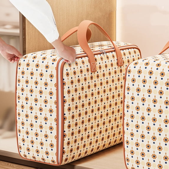 Naxoaeo Clearance Soft Canvas Storage Bags with Zipper. Thick Breathable, 1pc King/Queen Comforter Organizer. Carrying Handles, Large Bag for Sheets Blankets Bedding Pillows, Clothes