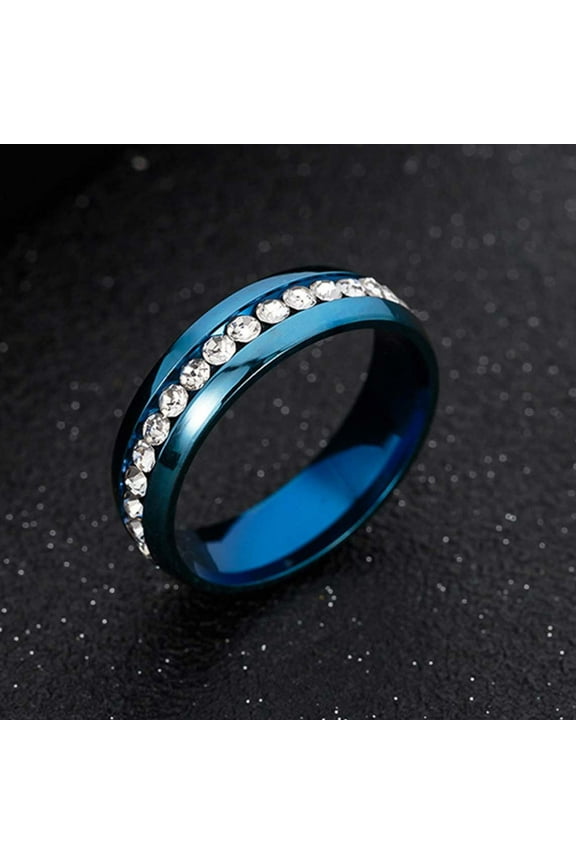 Naxoaeo Stainless Steel Spinner Ring Fidget Band Polished Finish Anti Anxiety Crystal Couple Rings for Women Men Stress Relieving Wedding Promise Size