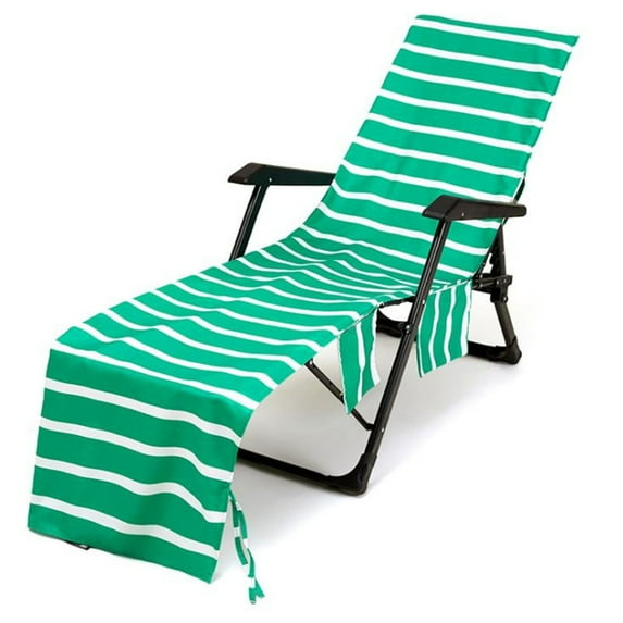 Naxoaeo Stripe Lounge Chair Beach Towel Cover Chaise Lounge Chair Cover Towel with Pockets No Sliding Beach Towel for Sun Lounger Hotel Vacation Sunbathing- 84.6" x 29.5"