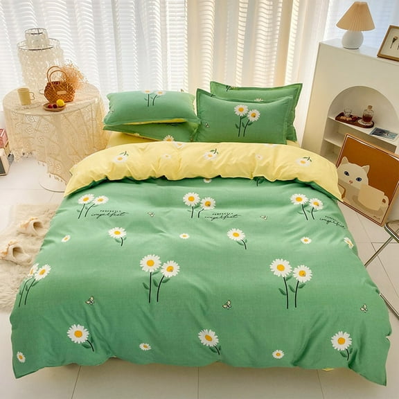 Naxoaeo Twin Comforter Set with Sheets,Bed in a Bag 4-Pieces,Flowers Printing Design,Ultra Soft Down Alternative All Season Bedding Set