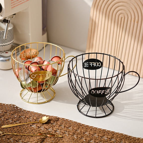 Naxoaeo Coffee Cup Shaped Snack Organizer Shelf, Metal Coffee Pod Holder Stand, Unique Candy Display Rack for Countertop, Home Kitchen Coffee Station Decor, Storage for Tea Bags Capsules, Gift