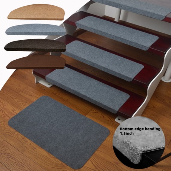 Naxoaeo Curved Self-Adhesive Non-Slip Stair Treads, Fold Down Step Stickers, Anti-Slip Stair Mats, Dirt Proof Washable Step Cover, for Home Indoor, Housewarming Gift