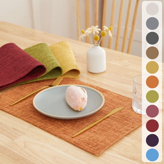 Naxoaeo Double Sided Placemats, Heat Insulating Table Mats, Western Style Durable Place Mats, 11.8x18.1 Inch, Easy Clean Roll-Up Dining Table Protector, Home Kitchen Decor, Gift