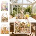thumbnail image 1 of Naxoaeo Easter Bunny Egg Table Runner, Linen-Textured Table Cloth, Spring Dining Table Decor, Washable Bohemian Style for Kitchen, Party, Farmhouse Home Decor, 71x13 inch, 1 of 7