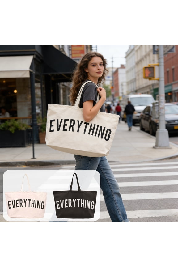 Extra Large Canvas Tote Bag, Heavy Duty Shopping Bag for Women, Reusable Grocery Tote, Beach Travel Bag, Folding Shoulder Shopper, Gift