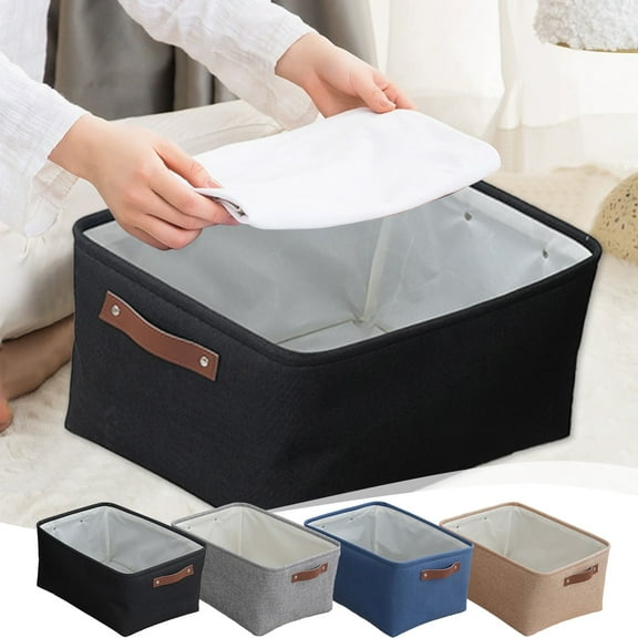 Naxoaeo Foldable Fabric Storage Basket, Collapsible Clothes Toy Organizer Bin with Handles, Multipurpose Sturdy Cloth Storage Basket for Home, Dorm Room, 14x10x6 inch