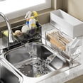 thumbnail image 1 of Naxoaeo Kitchen Sink Storage Rack, Over Sink Dish Drying Rack, Multifunctional Plastic Cutlery Brush Sponge Holder, Non-Perforated Countertop Organizer, Clear Drainage Basket, 1 of 7