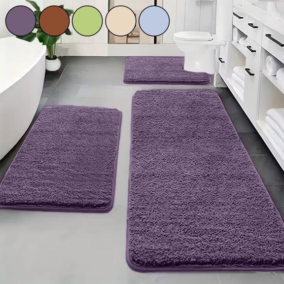 Naxoaeo Memory Foam Bathroom Rug Set 3-Piece, Non-Slip Velvet Fleece Bath Mat, Super Absorbent Soft Shower Mat for Bathroom Laundry Room, Machine Washable, Home Decor Gift