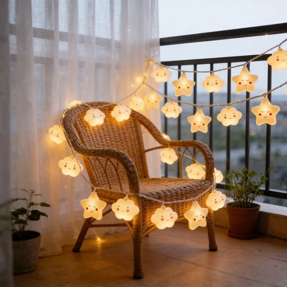 Naxoaeo Nebula String Lights, 10 LED Star & Cloud Shaped Lights, 1.5M Fairy Lights for Bedroom, Kids Room Decor, Tent, Camping, Party, Festival, Battery Operated Ambient Lighting