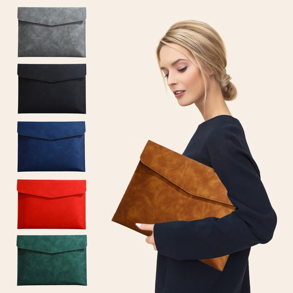 Naxoaeo PU Leather Document Holder, Large Capacity File Folder for A5, Holds 100 Sheets, Business Portfolio Organizer with Magnetic Button, Waterproof Durable Padfolio, for Office Home Supplies