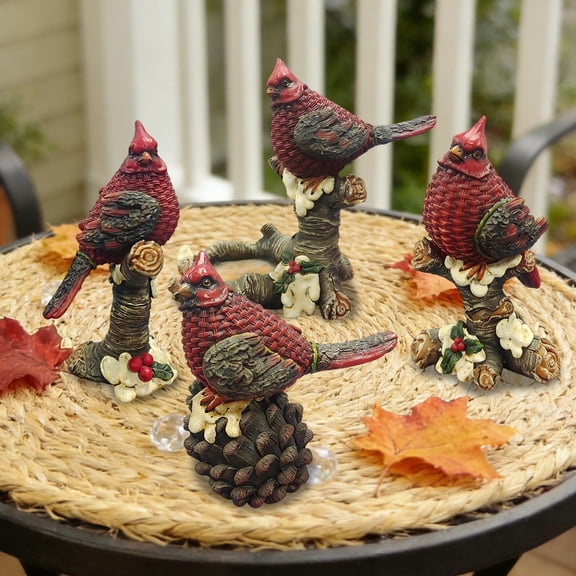 Naxoaeo Resin Red Cardinal Bird Ornament, Outdoor Garden Statue Decor, Weatherproof Courtyard Tree Branch Figurine, Realistic Red Bird Sculpture for Patio Yard, No Installation, Housewarming Gift