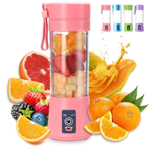 Naxoaeo USB Rechargeable Portable Blender, 380ml Personal Size Juicer with 6 Stainless Steel Blades, Mini Fruit Smoothie Maker for Shakes, Travel, Sports, Outdoor, Gift