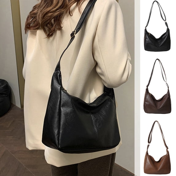 Naxoaeo Women's Vegan PU Leather Tote Bag, Ultra Soft Foldable Shoulder Handbag, Lightweight Casual Purse for Daily Work Travel Shopping, Stylish Slouchy Crossbody, Gift for Her
