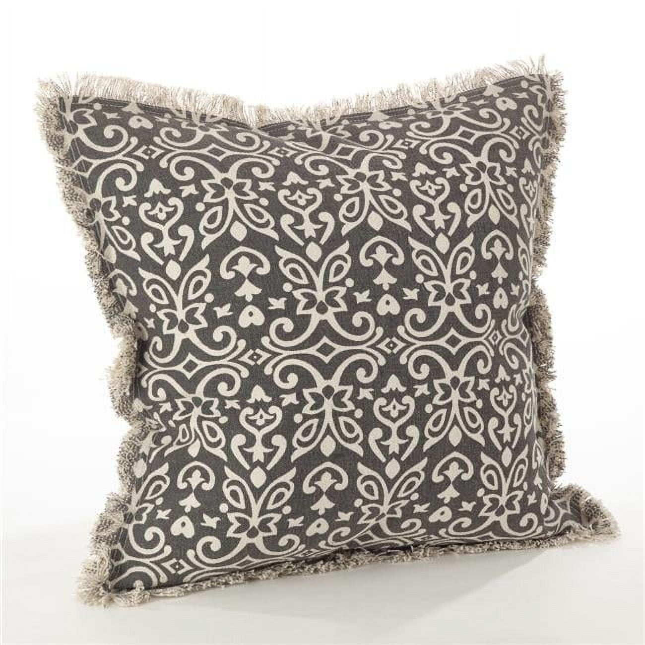 Slate and Beige Cotton Geometric Throw Pillow