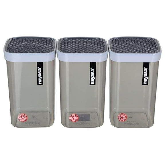 Nayasa Superplast Fusion Plastic Container Set, 1.5 litres, Set of 3, Grey
