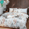 thumbnail image 1 of Nayoroom 100% Organic Cotton Duvet Cover Set, 3 Pieces Vintage Khaki Multi-Coloured Floral Leaves Reversible Soft Bedding Set Queen, 1 of 9