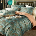 thumbnail image 1 of Nayoroom Boho Duvet Cover Queen Size, 3 Pieces Boho Vintage Flowers Reversible Soft Microfibre Duvet Cover Set,Teal, 1 of 13