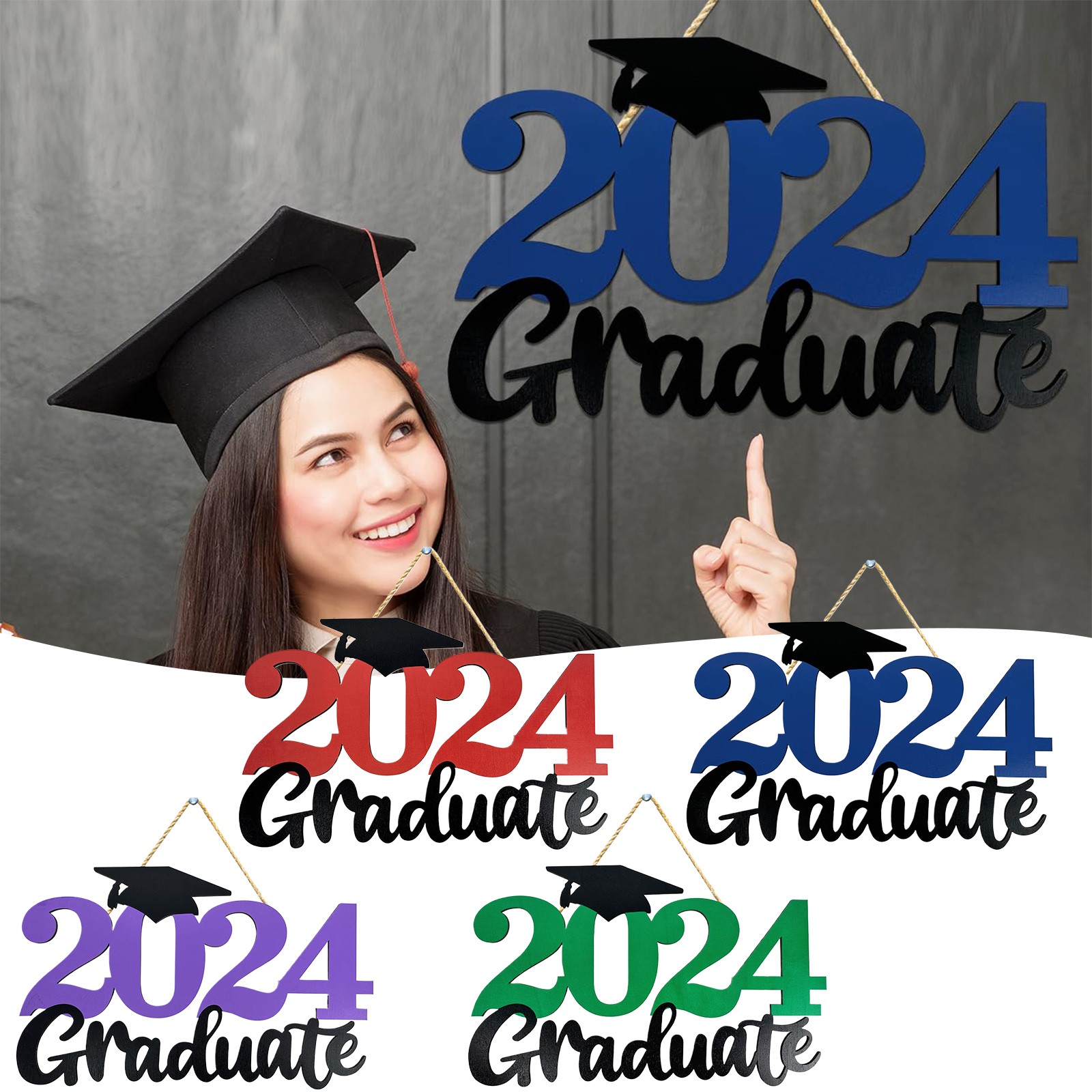 Nayueo Clearance Hangs 2024 Graduation Ornaments Wood Sign 2024 ...