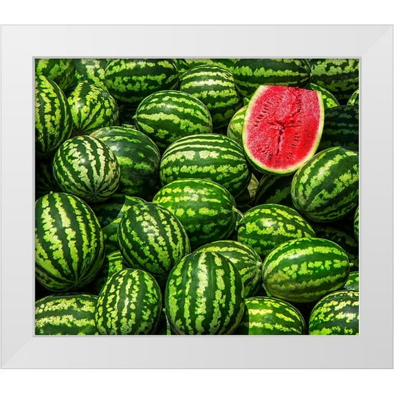 Nayyer Reza, Sayyed 30x26 White Modern Wood Framed Museum Art Print Titled - Red In Green