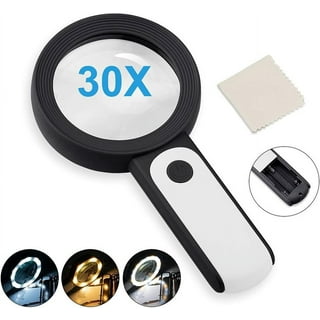 30X Handheld Magnifying Glass, EEEkit 12 LEDs Illuminated Magnifier, High  Power Handheld Lighted Magnifier, Large Double Glass Lens Acrylic Magnifiers  for Seniors Reading, Coins, Stamps, Inspection 