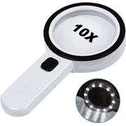 Magnifying Glass with 12 LED Lights, 10X Double Glass Lens Handheld Illuminated Magnifier Reading Magnifying Glass with for Seniors Read, Coins, Stamps, Map, Inspection, Macular Degeneration