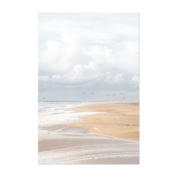 Nazaré Beach, Portugal - Nazaré Leiria District Portugal Photography Beach Coastal Ocean Seascape Waves Minimalist Scenic Unframed Wall Art Print 20 x 30 inches