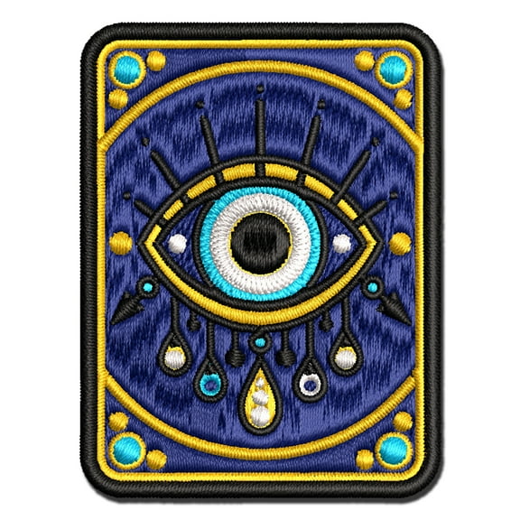 Nazar Evil Eye Ward Protection Symbol Charm Curse Magic Applique Multi-Color Embroidered Iron-On Patch - 2.5 Inch Small