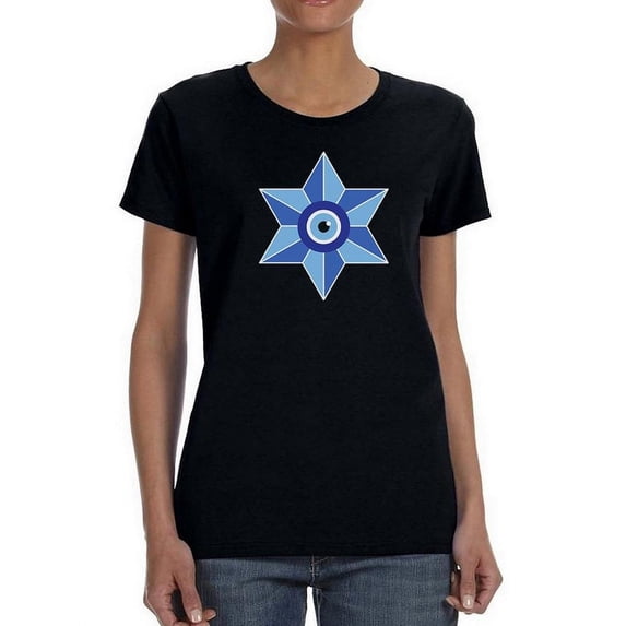 Nazar Eye Over North Star Wt Shaped T-Shirt Women -Image by Shutterstock, Female x-Large