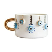 Nazar Protector Eyes Handmade Ceramic Mug Pure Gold-Plated Handle & Glazed Turkish Ceramic