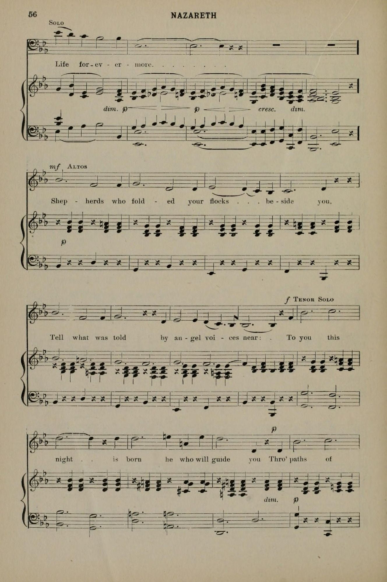 Nazareth 3 Chas Gounod Christmas Carols & Hymns 1910 Canvas Art - (24 x 36)