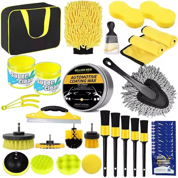 Nazarian 35 Pcs Car Cleaning Kit with Car Wax & Detailing Brush - Car Cleaning Accessories