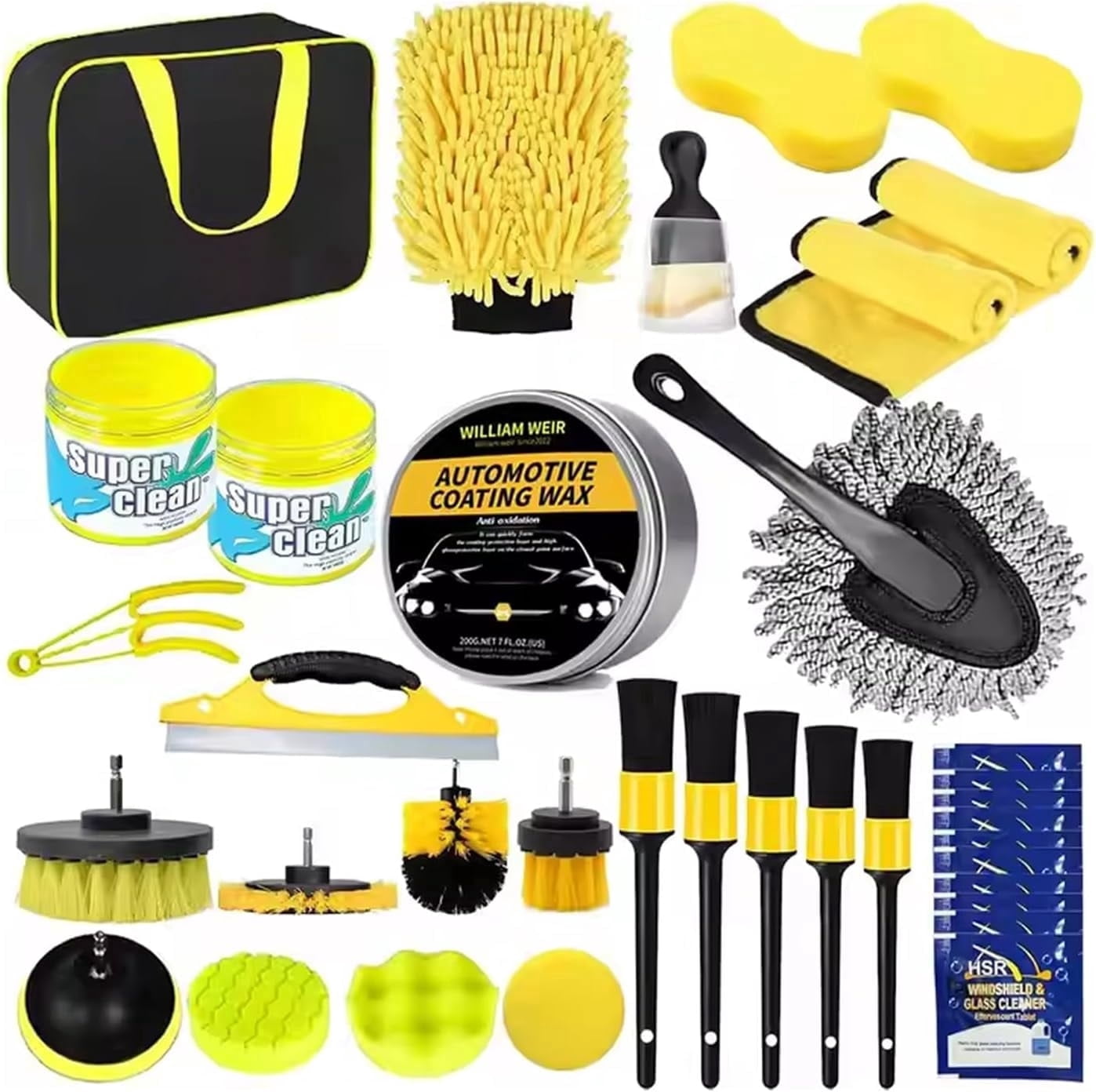Nazarian 35 Pcs Car Cleaning Kit with Car Wax & Detailing Brush - Car Cleaning Accessories