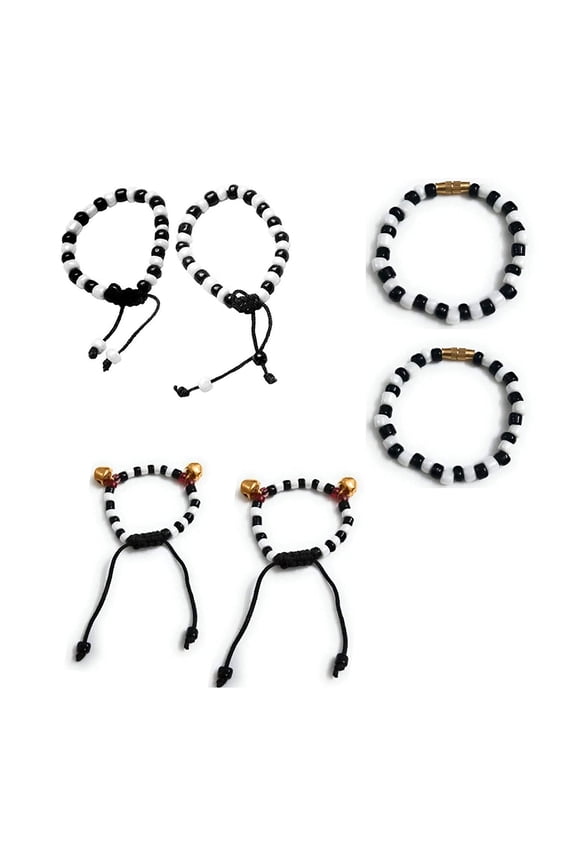 Nazariya Bangles Fancy jewellery with Black and White Beads Adjustable Bracelet for Boy's /Girl's Set of 3