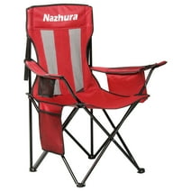 Nazhura 2 Pack Folding Camping Chair with Cooler Pouch, Mesh Backrest and Cup Holder Pocket (Red, 2 Pack)