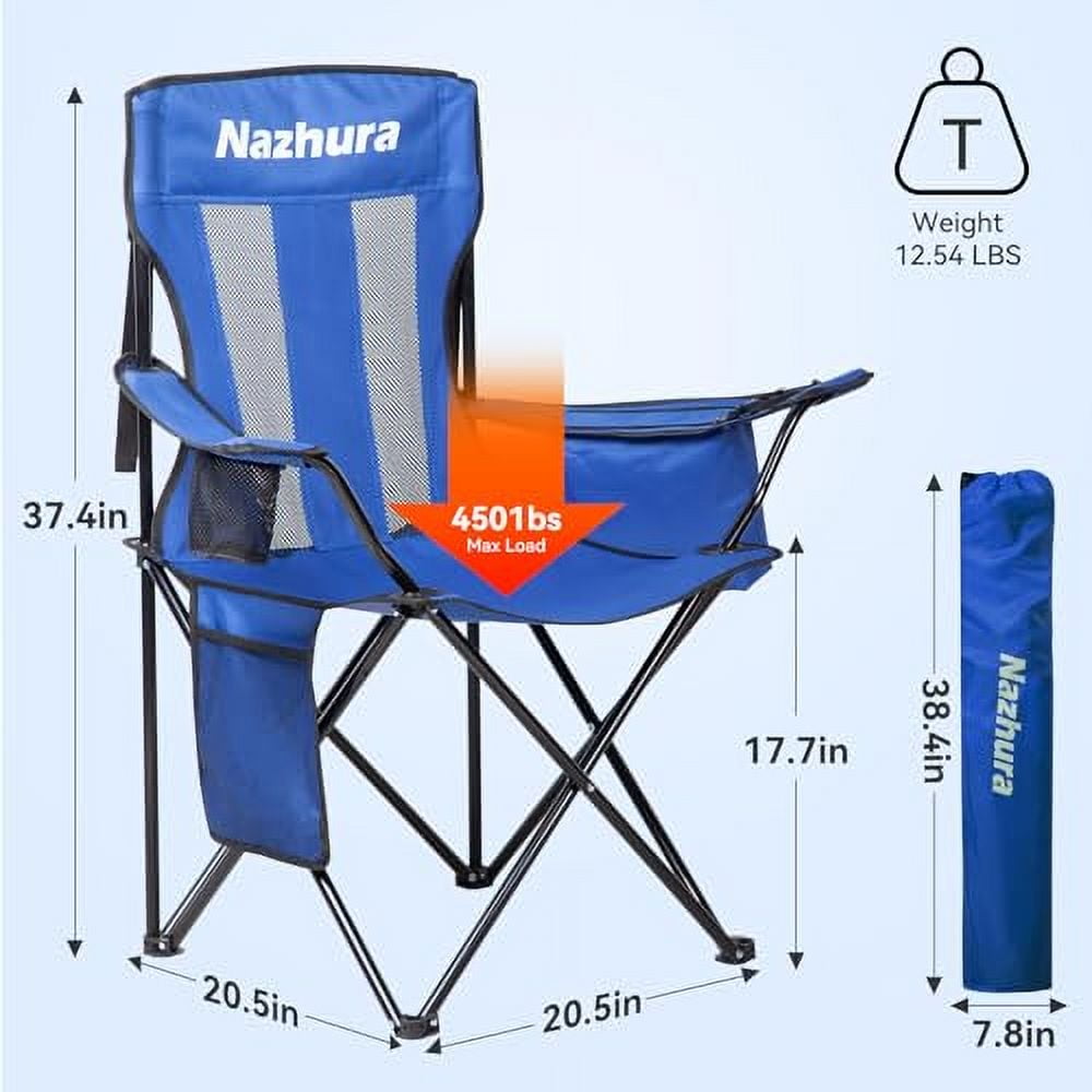 Nazhura 4 Pack Collapsible Outdoor Camping Chair With Cooler Pouch - View #6