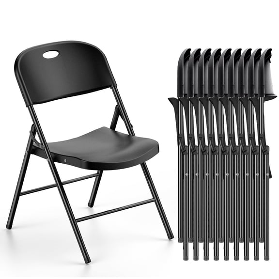 Nazhura Steel Frame Folding Chairs for Indoor and Outdoor, Wedding and Party, Black (Set of 10)