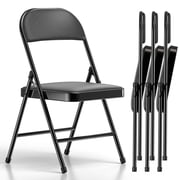Nazhura Adult Modern Metal Indoor Commercial Padded Folding Chairs, Charcoal Set of 4