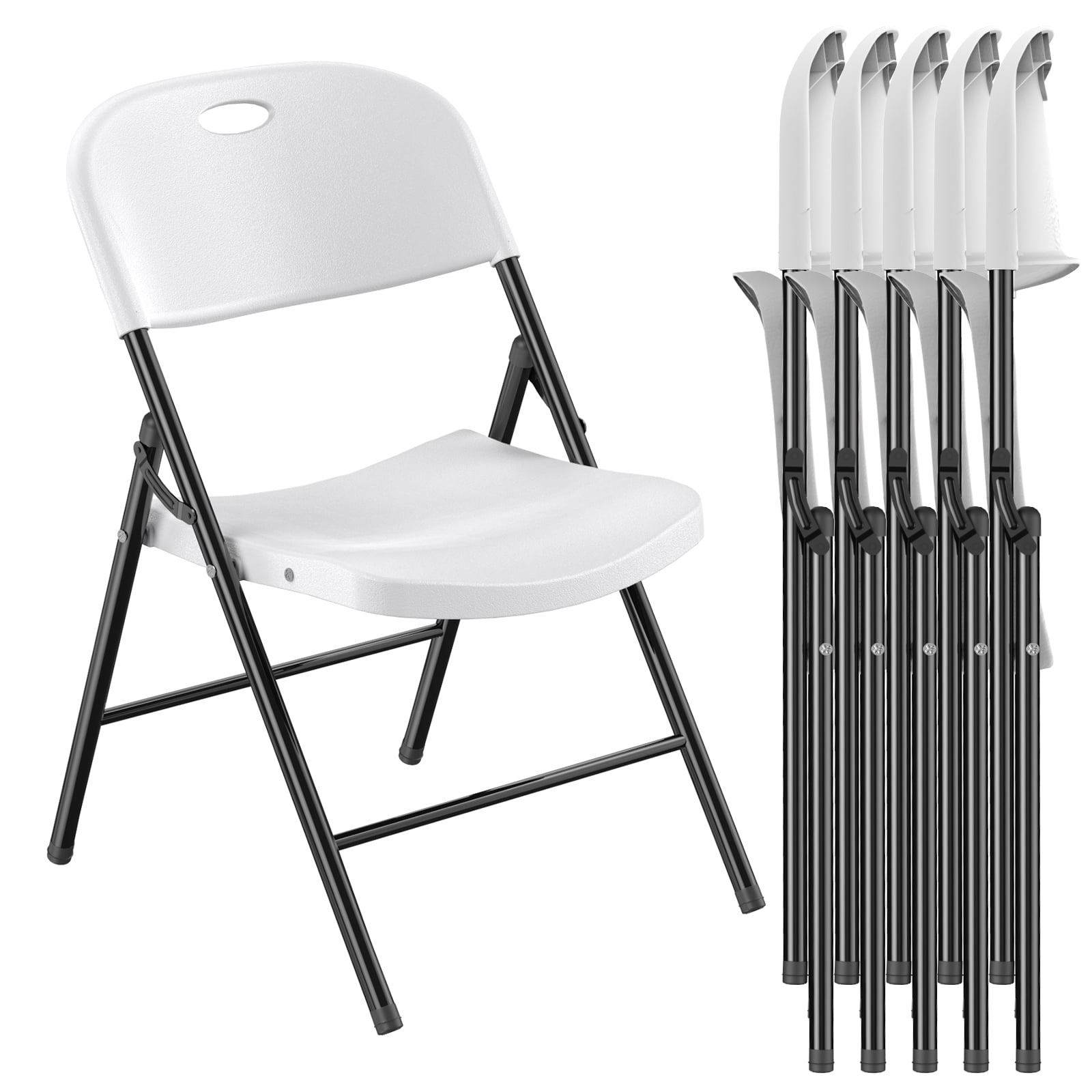 Nazhura Heavy Duty Plastic Folding Chair with Reinforced Steel