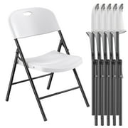 Nazhura 6 Pack 650 Weight Limit Heavy Duty Plastic Folding Chair with Reinforced Steel Frame for Indoor and Outdoor, Wedding, Party, Restaurant, Meeting Room, Patio and Garden