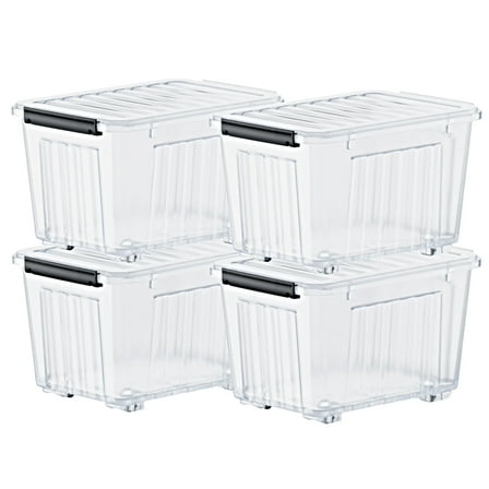 Nazhura 72 Qt Polypropylene Storage Bin, Translucent, 4 Count Pack