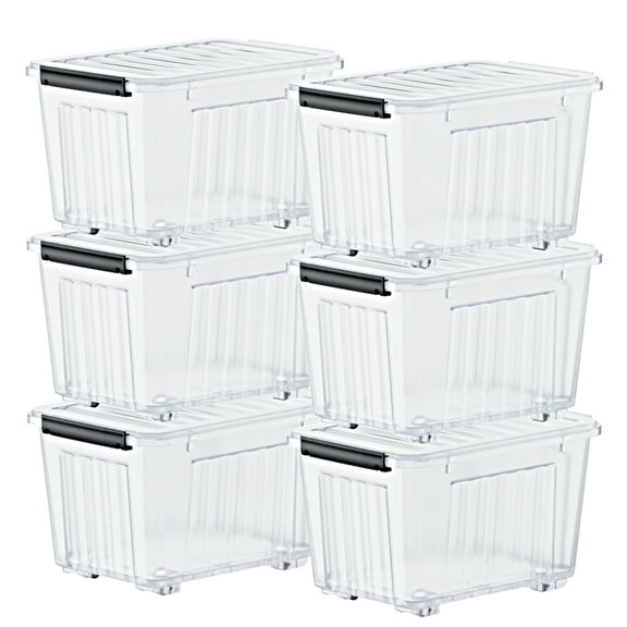 Nazhura Adult Polypropylene 72 Qt Storage Bin, Translucent, 6 Count